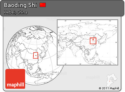 Blank Location Map of Baoding Shi, within the entire country
