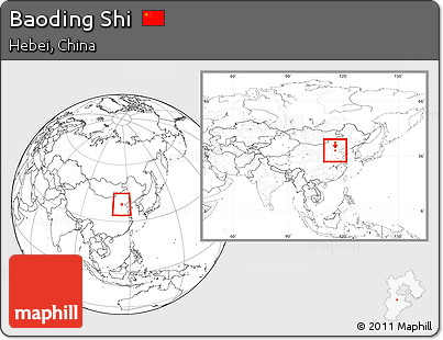 Blank Location Map of Baoding Shi, within the entire country