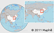 Gray Location Map of Baoding Shi, highlighted country, within the entire country