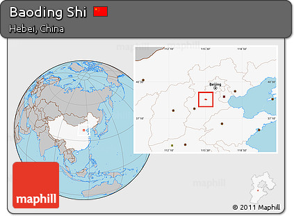 Gray Location Map of Baoding Shi, highlighted country