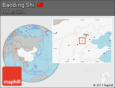 Gray Location Map of Baoding Shi, highlighted country