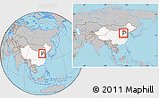 Gray Location Map of Baoding Shi, highlighted country, highlighted parent region, within the entire country
