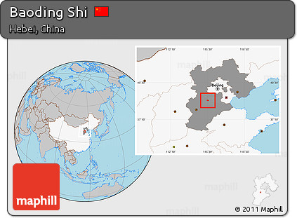 Gray Location Map of Baoding Shi, highlighted country, highlighted parent region