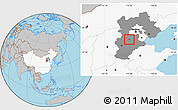 Gray Location Map of Baoding Shi, highlighted country, highlighted parent region