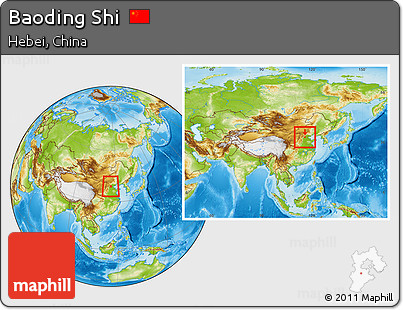 Physical Location Map of Baoding Shi, within the entire country