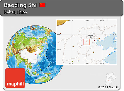 Physical Location Map of Baoding Shi, highlighted country