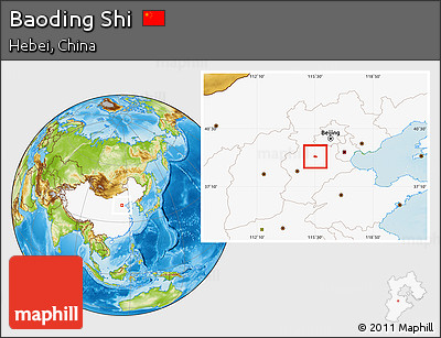 Physical Location Map of Baoding Shi, highlighted country