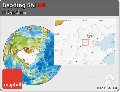 Physical Location Map of Baoding Shi, highlighted country