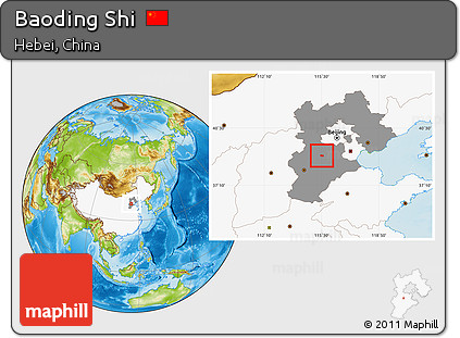 Physical Location Map of Baoding Shi, highlighted country, highlighted parent region