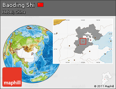 Physical Location Map of Baoding Shi, highlighted country, highlighted parent region