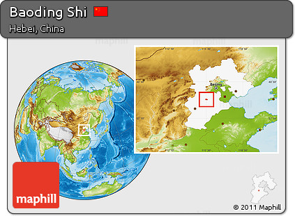Physical Location Map of Baoding Shi, highlighted parent region
