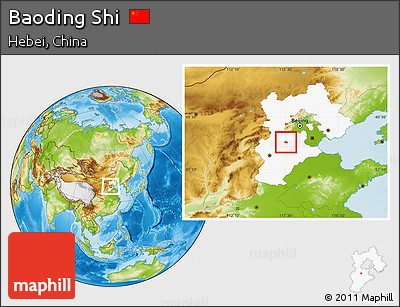 Physical Location Map of Baoding Shi, highlighted parent region