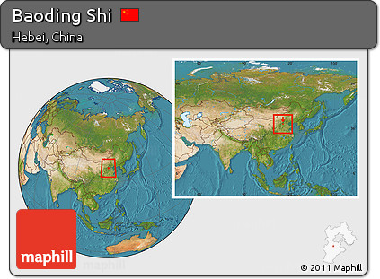Satellite Location Map of Baoding Shi, within the entire country