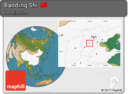 Satellite Location Map of Baoding Shi, highlighted country