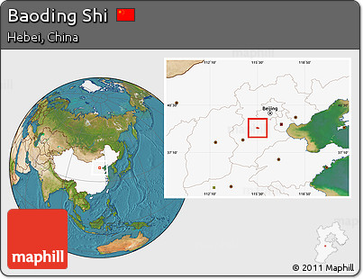 Satellite Location Map of Baoding Shi, highlighted country