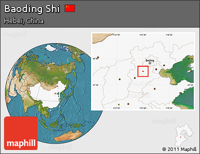 Satellite Location Map of Baoding Shi, highlighted country