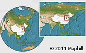 Satellite Location Map of Baoding Shi, highlighted country, highlighted parent region, within the entire country