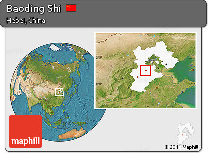 Satellite Location Map of Baoding Shi, highlighted parent region