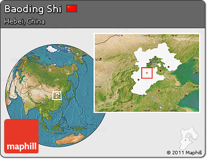 Satellite Location Map of Baoding Shi, highlighted parent region