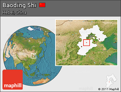 Satellite Location Map of Baoding Shi, highlighted parent region
