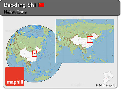 Savanna Style Location Map of Baoding Shi, highlighted country, within the entire country