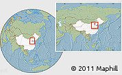 Savanna Style Location Map of Baoding Shi, highlighted country, within the entire country, hill shading