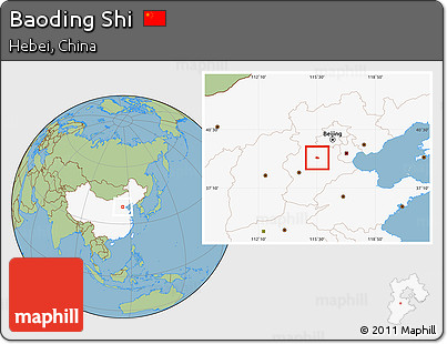 Savanna Style Location Map of Baoding Shi, highlighted country