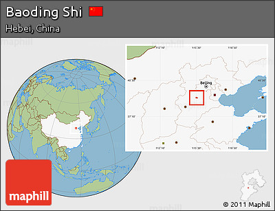 Savanna Style Location Map of Baoding Shi, highlighted country