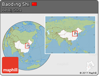 Savanna Style Location Map of Baoding Shi, highlighted country, highlighted parent region, within the entire country