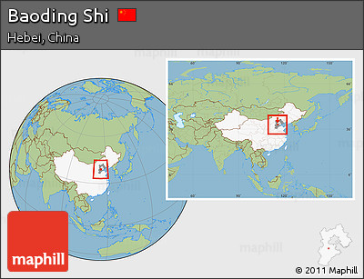 Savanna Style Location Map of Baoding Shi, highlighted country, highlighted parent region, within the entire country