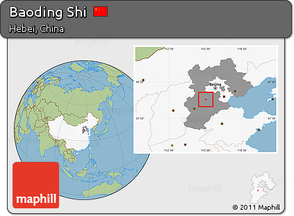 Savanna Style Location Map of Baoding Shi, highlighted country, highlighted parent region
