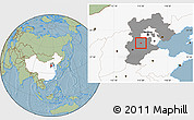 Savanna Style Location Map of Baoding Shi, highlighted country, highlighted parent region, hill shading