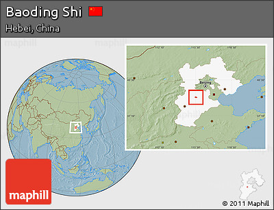 Savanna Style Location Map of Baoding Shi, highlighted parent region, hill shading