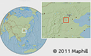 Savanna Style Location Map of Baoding Shi, hill shading