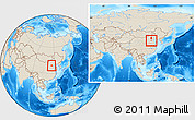 Shaded Relief Location Map of Baoding Shi, within the entire country