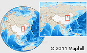 Shaded Relief Location Map of Baoding Shi, highlighted country, within the entire country