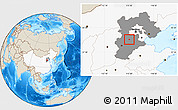 Shaded Relief Location Map of Baoding Shi, highlighted country, highlighted parent region