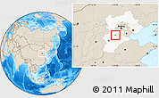 Shaded Relief Location Map of Baoding Shi, highlighted parent region