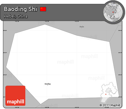 Gray Simple Map of Baoding Shi