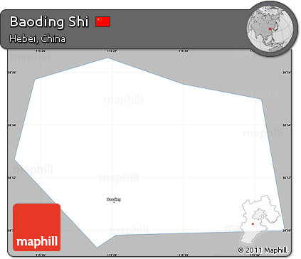 Gray Simple Map of Baoding Shi, single color outside