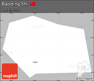 Gray Simple Map of Baoding Shi, single color outside