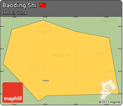 Savanna Style Simple Map of Baoding Shi, cropped outside