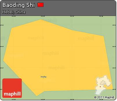 Savanna Style Simple Map of Baoding Shi, single color outside