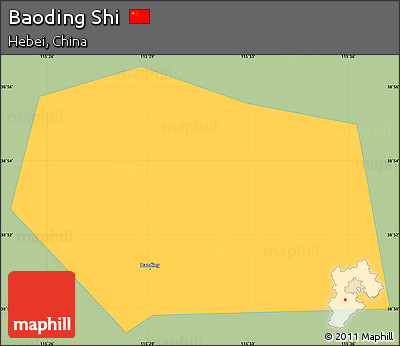 Savanna Style Simple Map of Baoding Shi, single color outside