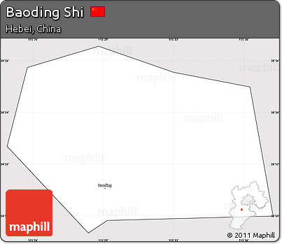 Silver Style Simple Map of Baoding Shi, cropped outside