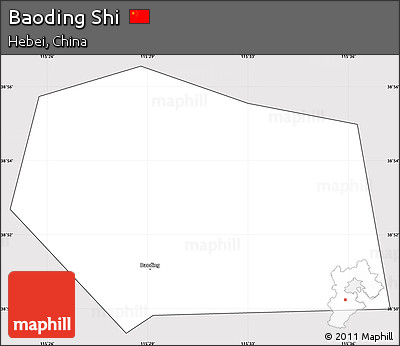 Silver Style Simple Map of Baoding Shi, cropped outside