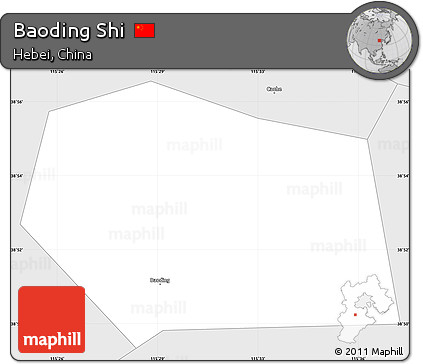 Silver Style Simple Map of Baoding Shi