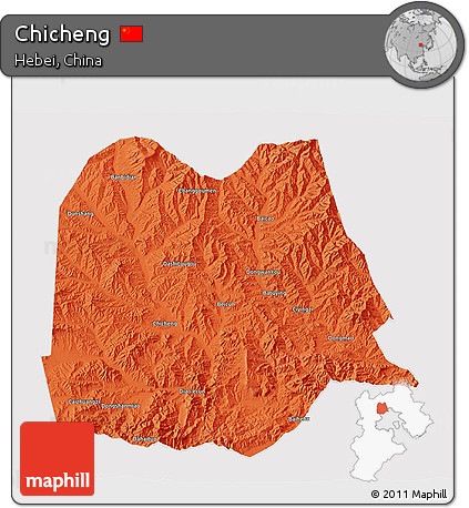 Political 3D Map of Chicheng, cropped outside