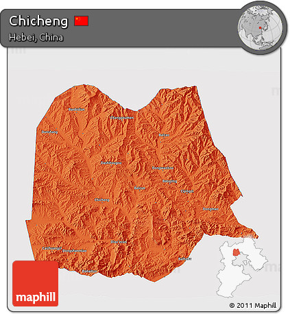 Political 3D Map of Chicheng, single color outside