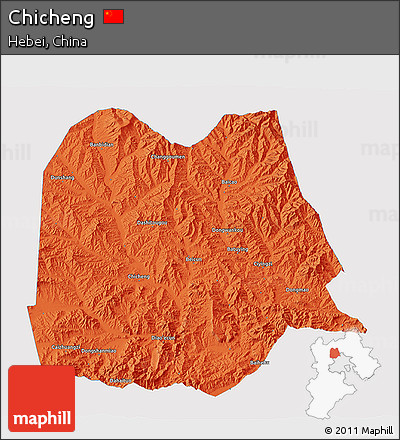 Political 3D Map of Chicheng, single color outside